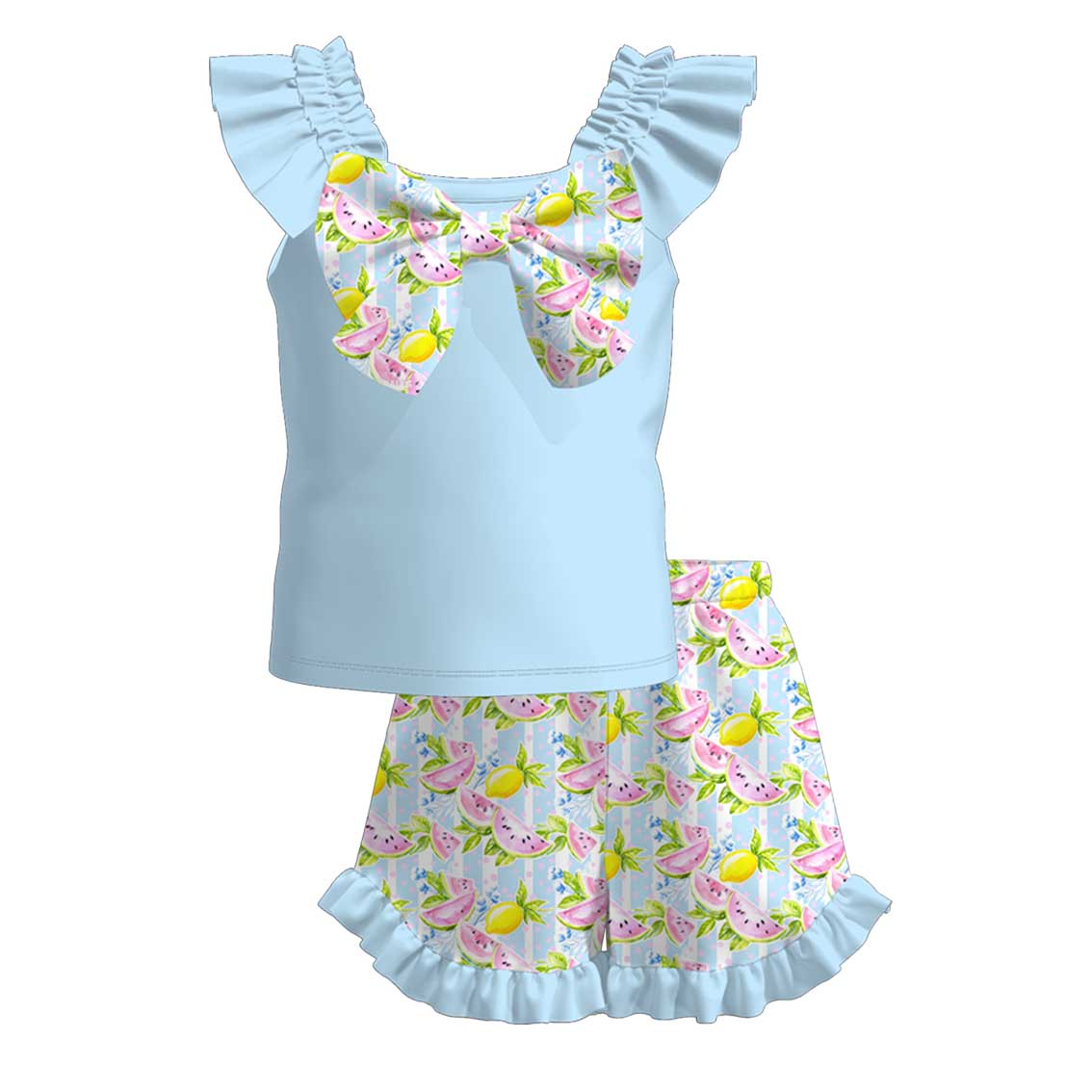 Spring Summer Printed Bow Short Set Collection