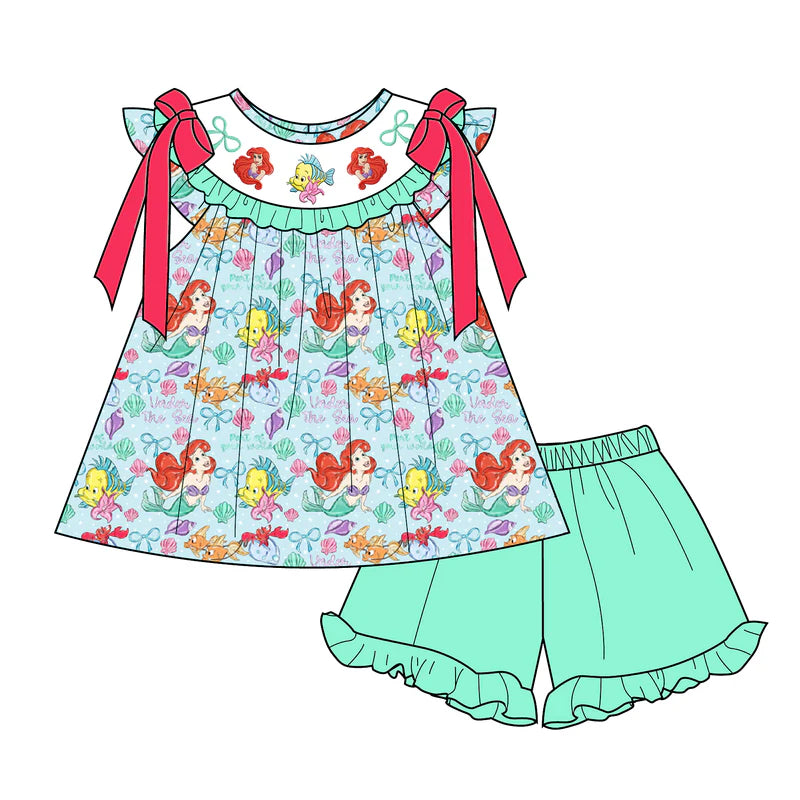 Summer Girls Mermaid Smocked Embroidery Set Collection