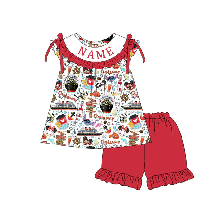 Spring Summer Cartoon Smocked Embroidery Outfit Set with Custom Name – Kids Boutique Matching Clothing