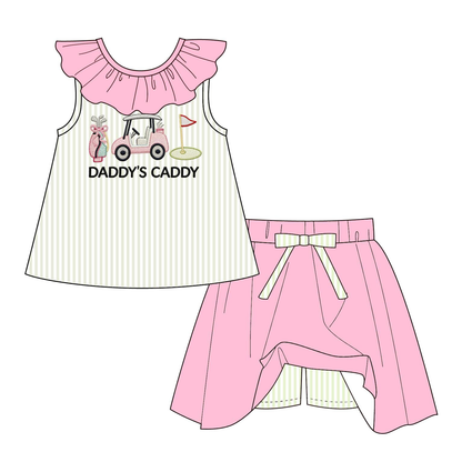 “Daddy’s Caddy” Embroidered Kids Summer Outfit Collection – Golf-Themed Boutique Sets & Rompers