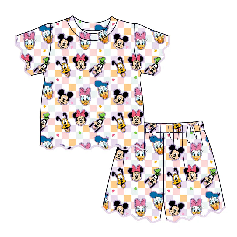 Summer Character Fashion Soft Scallop Trim Short Set