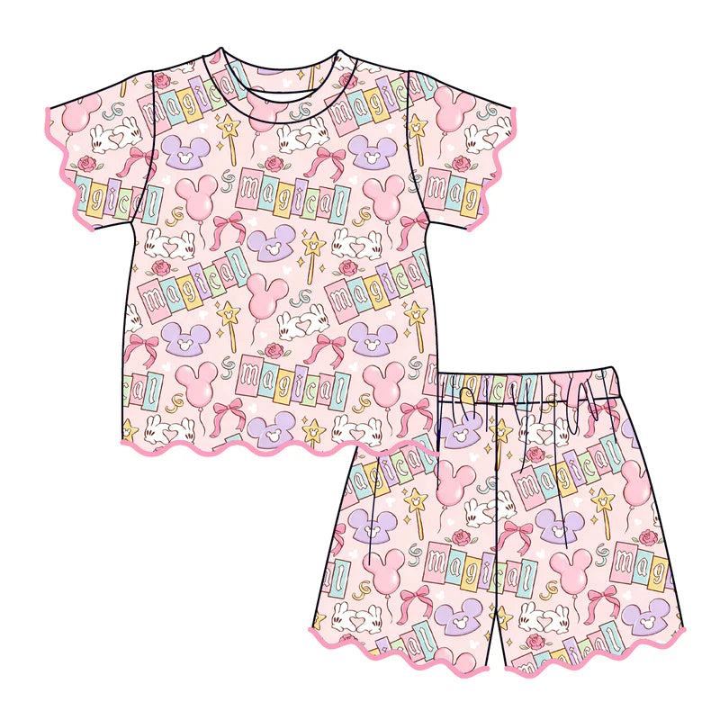 Summer Character Fashion Soft Scallop Trim Short Set