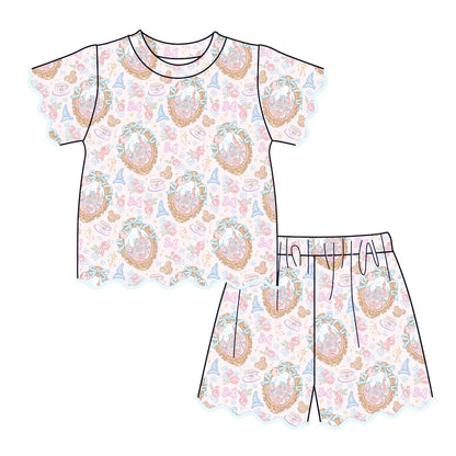 Summer Character Fashion Soft Scallop Trim Short Set