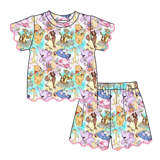 Summer Character Fashion Soft Scallop Trim Short Set