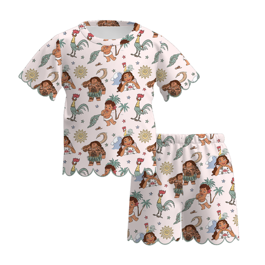 Summer LABUBU Fashion Soft Scallop Trim Short Set