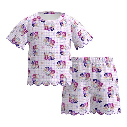 Summer K-Pop Demon Hunter Fashion Soft Scallop Trim Short Set