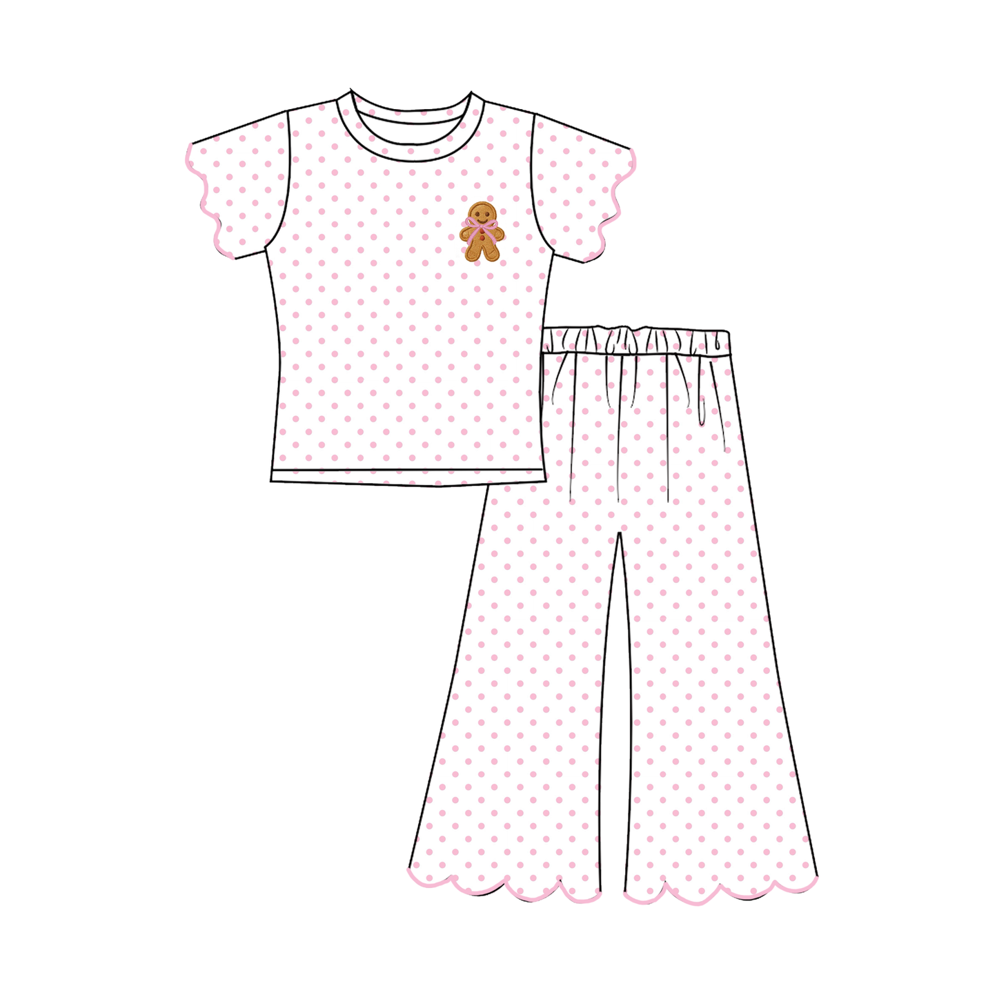 Girls Christmas Embroidered Boutique Set | Santa, Christmas Tree & Gingerbread Appliqué | Gingham Holiday Outfits