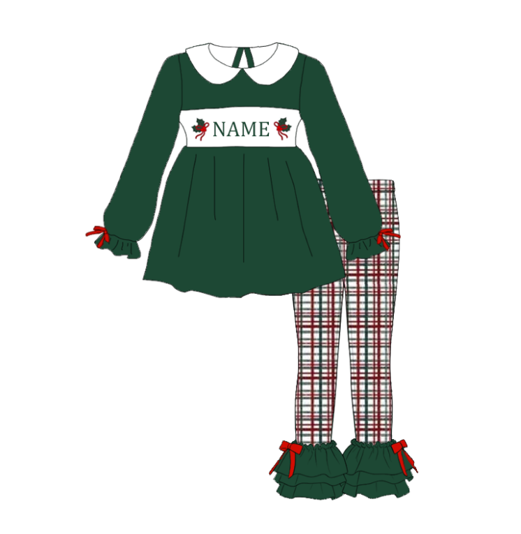 Personalized Christmas Smocked Embroidery Family Matching Outfits – Custom Name Holiday Clothing for Girls, Boys & Baby