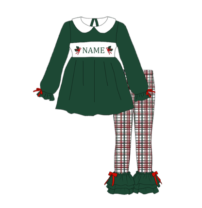 Personalized Christmas Smocked Embroidery Family Matching Outfits – Custom Name Holiday Clothing for Girls, Boys & Baby