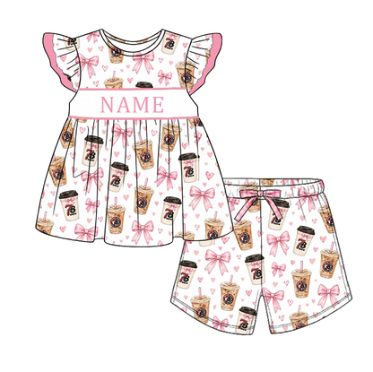 Personalized Girls Smocked Outfit with Custom Embroidered Name