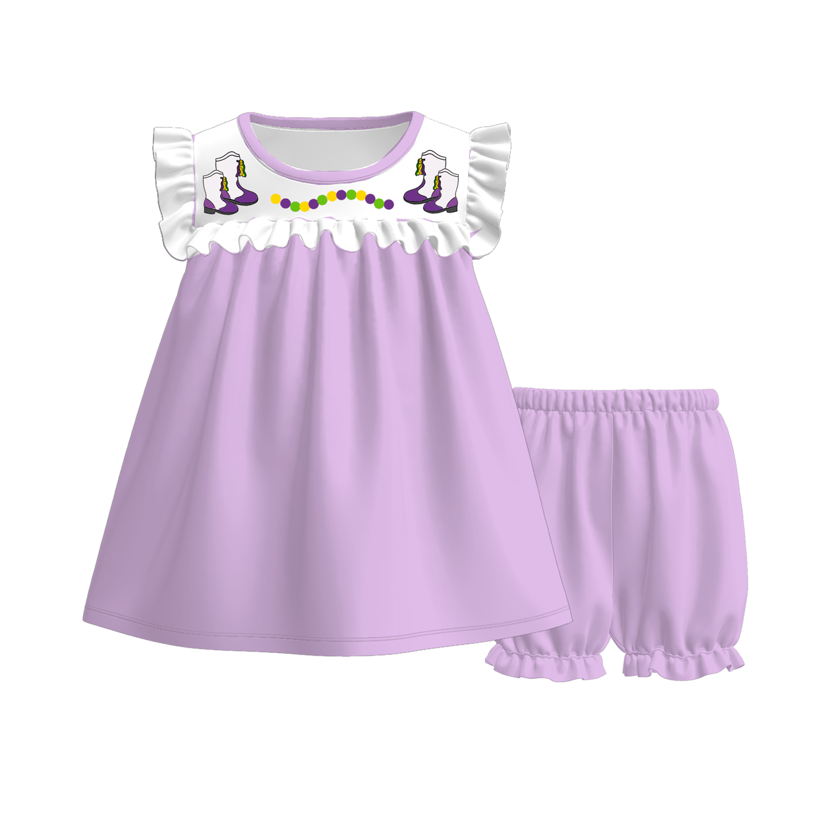 Girls Fall Embroidered Ruffle Dress & Bloomer Set – Highland Cow and Mardi Gras Boutique Outfits