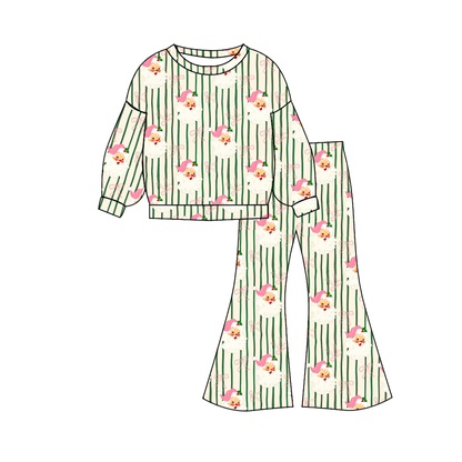 Christmas Santa Stripe Girls Dress, Romper & Pajama Set – Holiday Sibling Collection