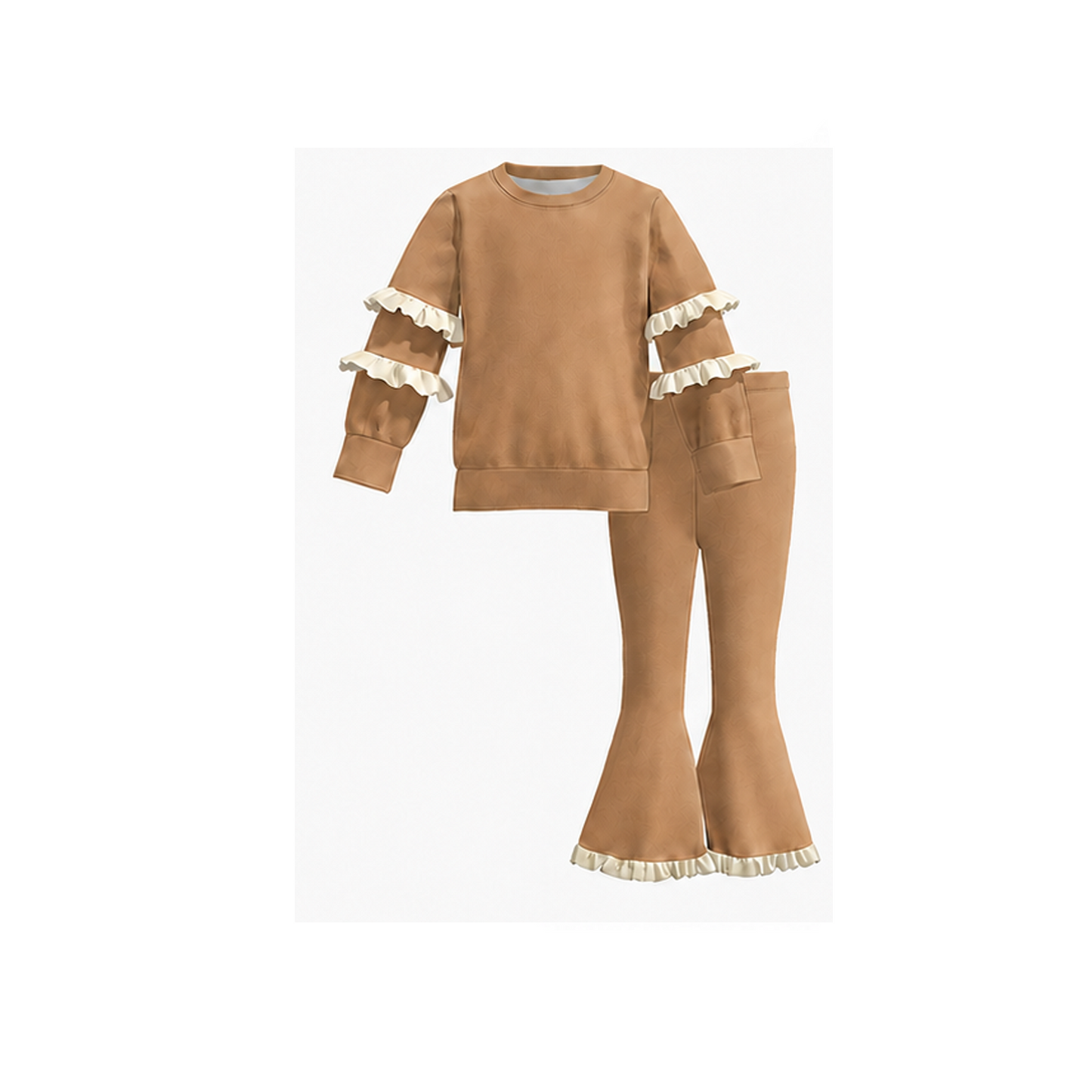 Girls’ Fall Muti-Colors Ruffle Flare Pants Set – Long Sleeve Boutique Outfit