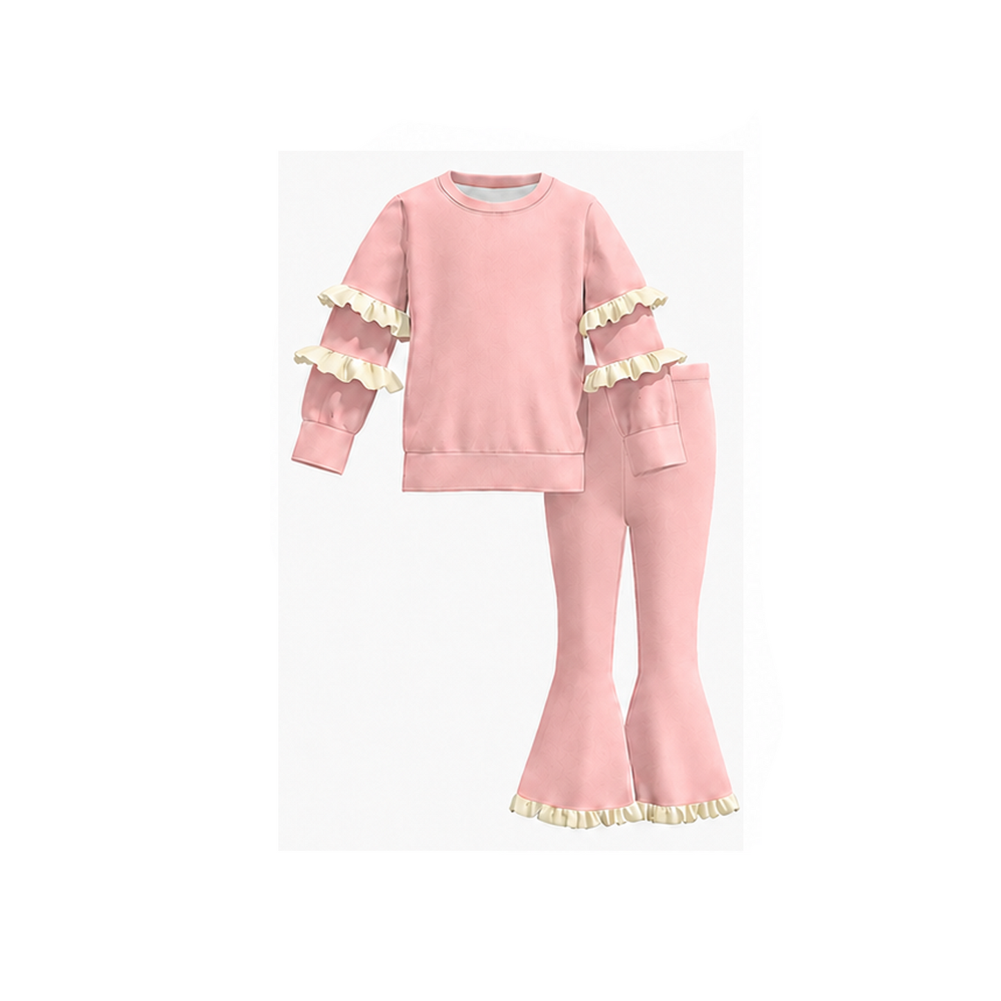 Girls’ Fall Muti-Colors Ruffle Flare Pants Set – Long Sleeve Boutique Outfit