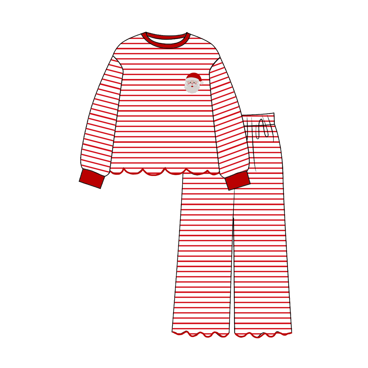 Christmas Santa Smocked Embroidery Kids Holiday Outfits Collection