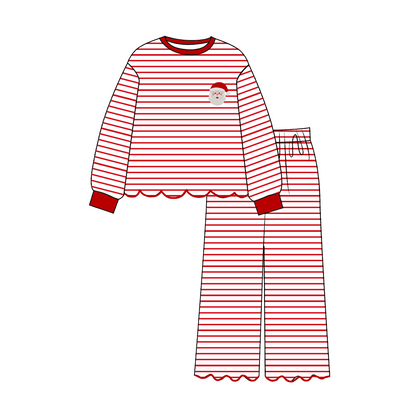 Christmas Santa Smocked Embroidery Kids Holiday Outfits Collection