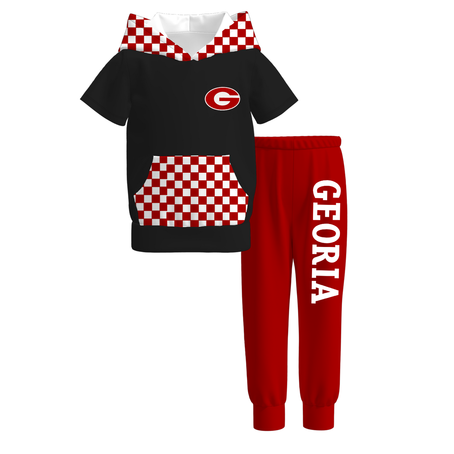 Girls Game Day Football Hoodie Set – Team Spirit Short Sleeve Top & Jogger Pants