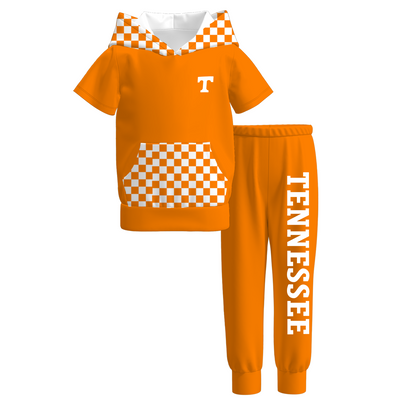 Girls Game Day Football Hoodie Set – Team Spirit Short Sleeve Top & Jogger Pants
