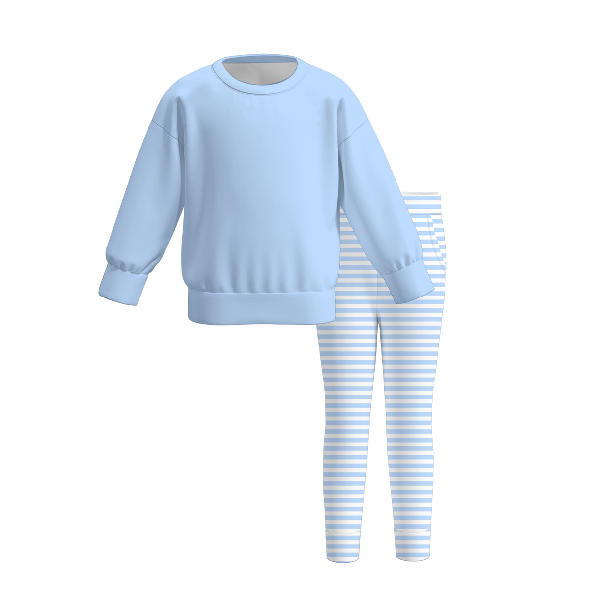Girls Fall Winter Striped Lounge Set – 2 Piece Long Sleeve Sweatshirt & Leggings Outfit, Cozy Kids Casual Clothing
