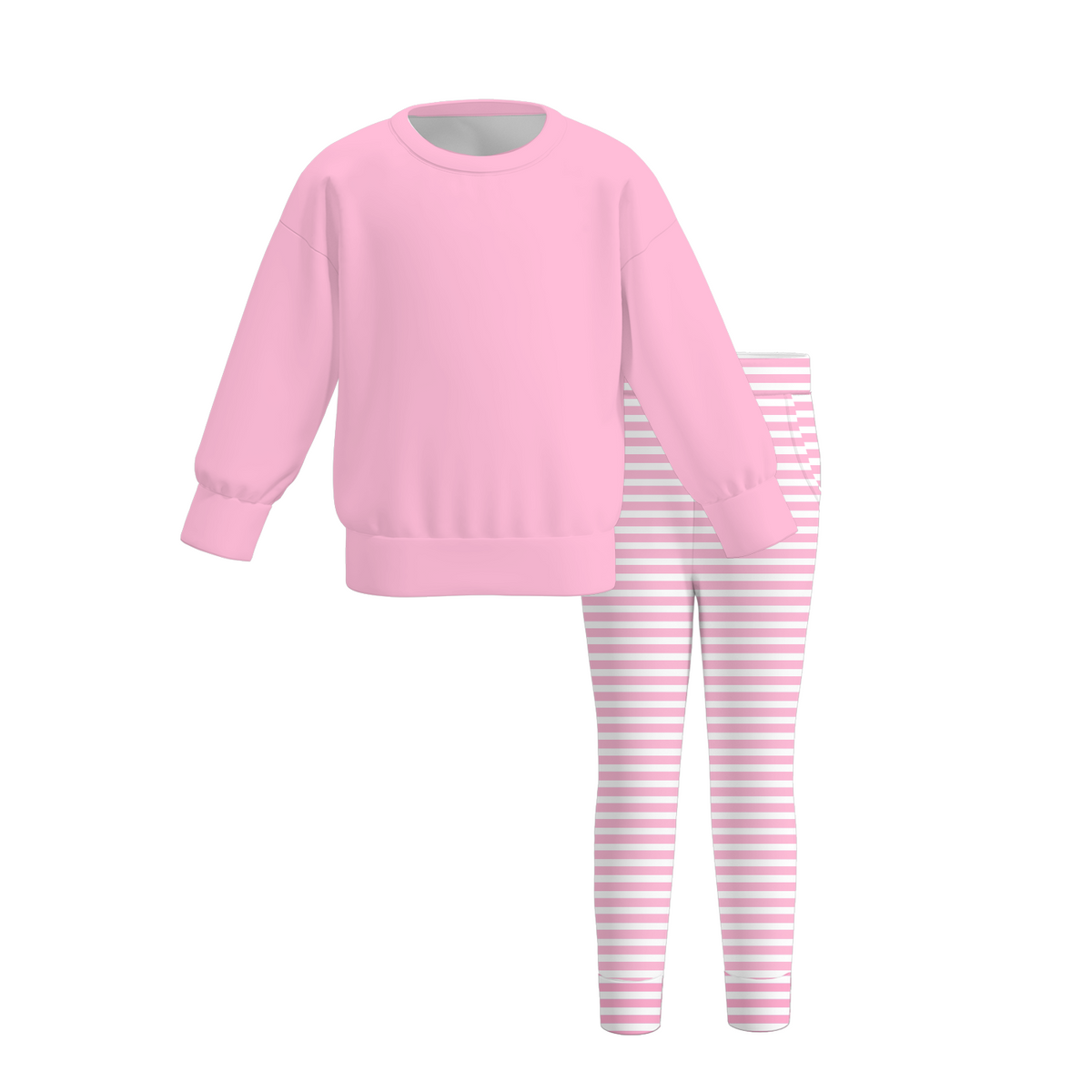 Girls Fall Winter Striped Lounge Set – 2 Piece Long Sleeve Sweatshirt & Leggings Outfit, Cozy Kids Casual Clothing