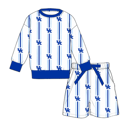 College Game Day Mommy & Me Matching Outfit Sets – Women's & Girls' Long Sleeve Sweatshirt and Shorts Set