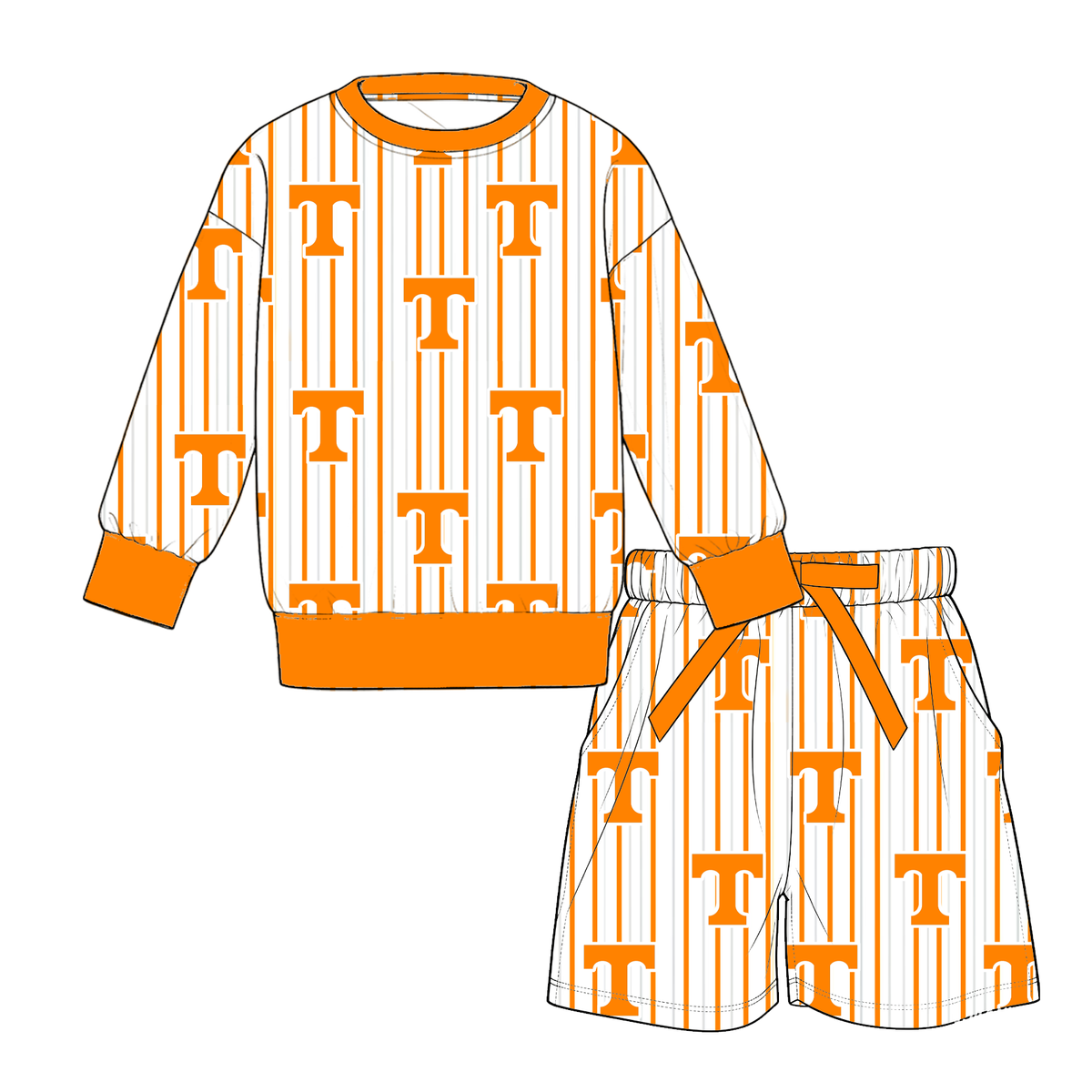 College Game Day Mommy & Me Matching Outfit Sets – Women's & Girls' Long Sleeve Sweatshirt and Shorts Set
