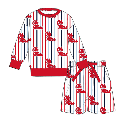 College Game Day Mommy & Me Matching Outfit Sets – Women's & Girls' Long Sleeve Sweatshirt and Shorts Set