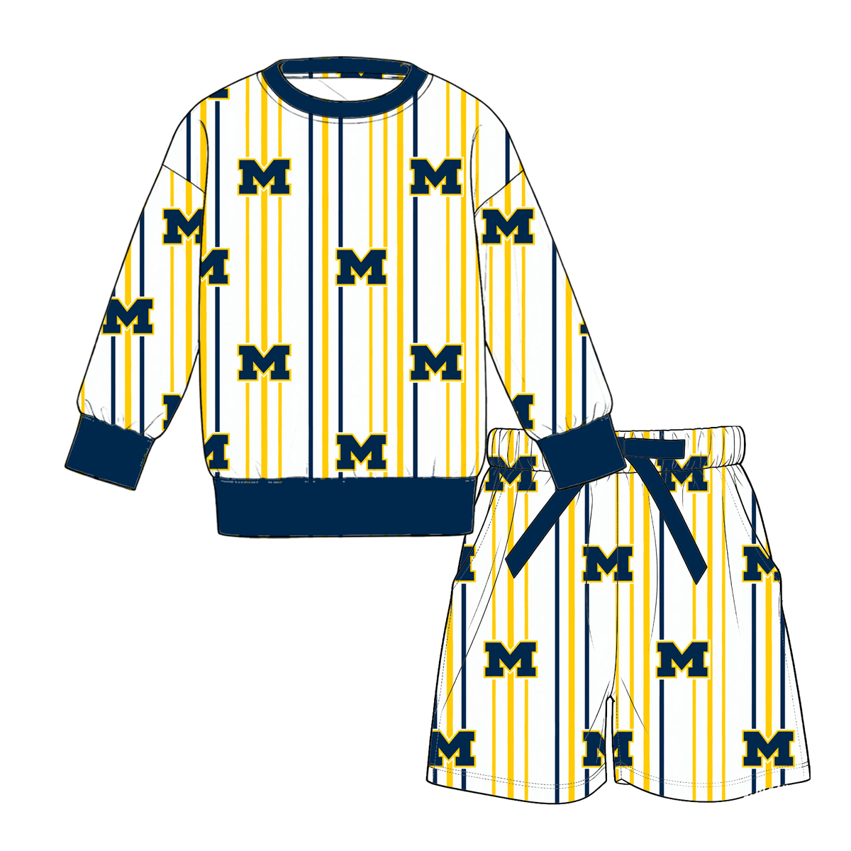 College Game Day Mommy & Me Matching Outfit Sets – Women's & Girls' Long Sleeve Sweatshirt and Shorts Set