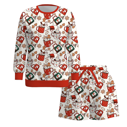 Christmas Hot Cocoa & Gingerbread Print Mommy & Me Matching Set