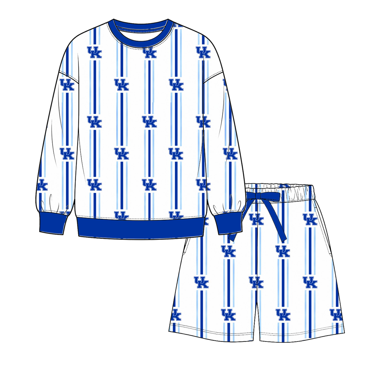 College Game Day Mommy & Me Matching Outfit Sets – Women's & Girls' Long Sleeve Sweatshirt and Shorts Set