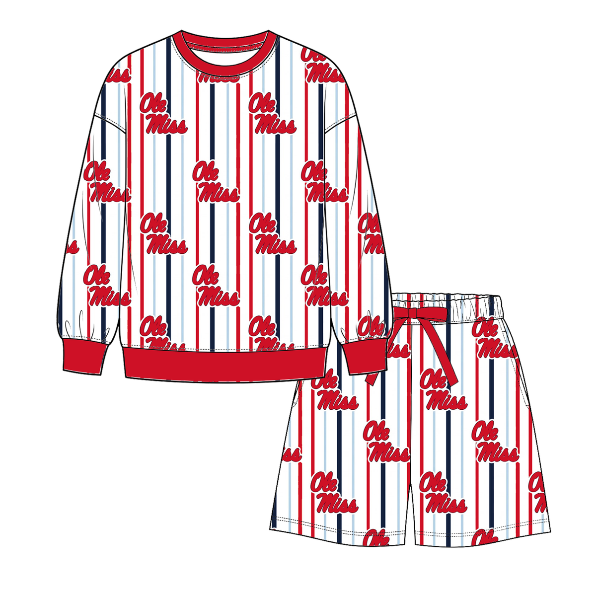 College Game Day Mommy & Me Matching Outfit Sets – Women's & Girls' Long Sleeve Sweatshirt and Shorts Set