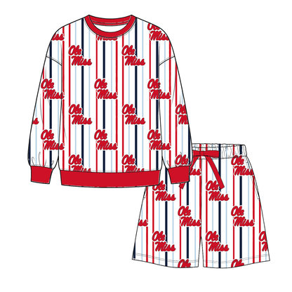 College Game Day Mommy & Me Matching Outfit Sets – Women's & Girls' Long Sleeve Sweatshirt and Shorts Set