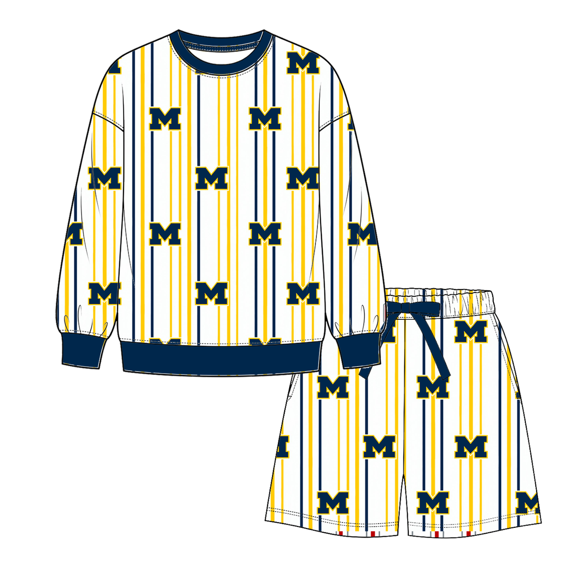 College Game Day Mommy & Me Matching Outfit Sets – Women's & Girls' Long Sleeve Sweatshirt and Shorts Set