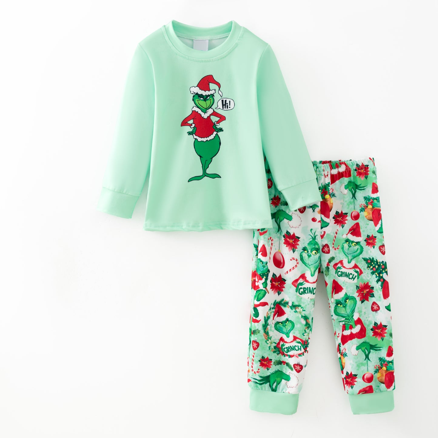 Kids Christmas Winter Grinch Sleepwear Pajamas Set