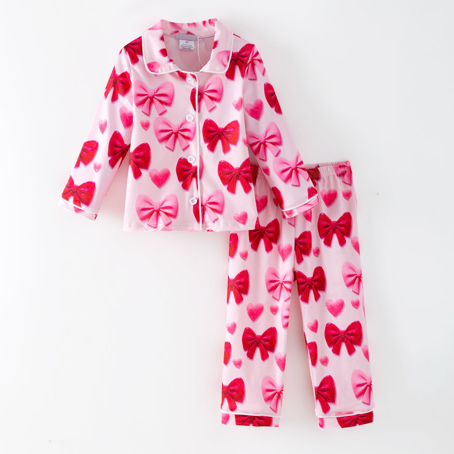 2026 Spring Valentine's Day Red Pink Bow Pajamas Set