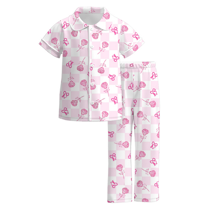 2026 Spring V-Days Bow Heart Short Sleeves Pajamas Set