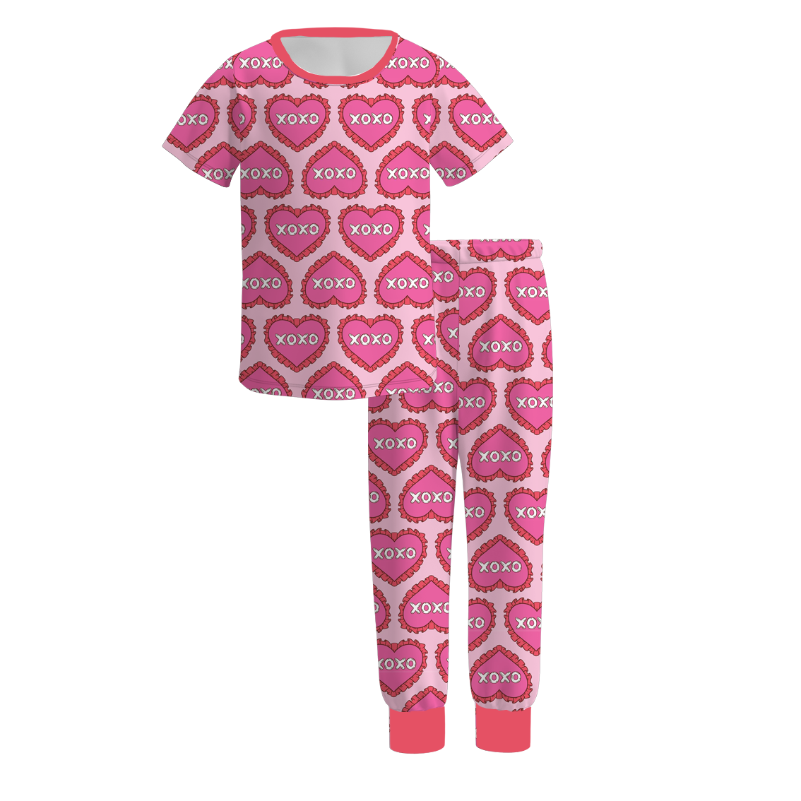2026 Spring Summer Bow Heart Short Sleeves Pajamas Set