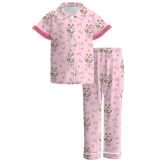 Mommy And Me Fall Halloween Cartoon Cozy Fur Pajamas Set