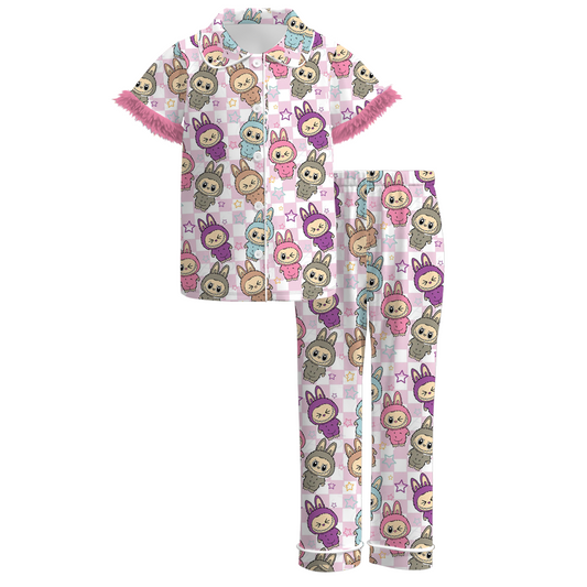 Mommy And Me Fall Halloween Cute Cozy Fur Pajamas Set