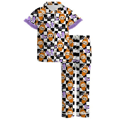 Mommy And Me Fall Halloween Cartoon Cozy Fur Pajamas Set