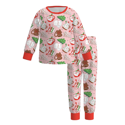 Girls Christmas Santa Tree Print Dress Pajamas Legging Collection