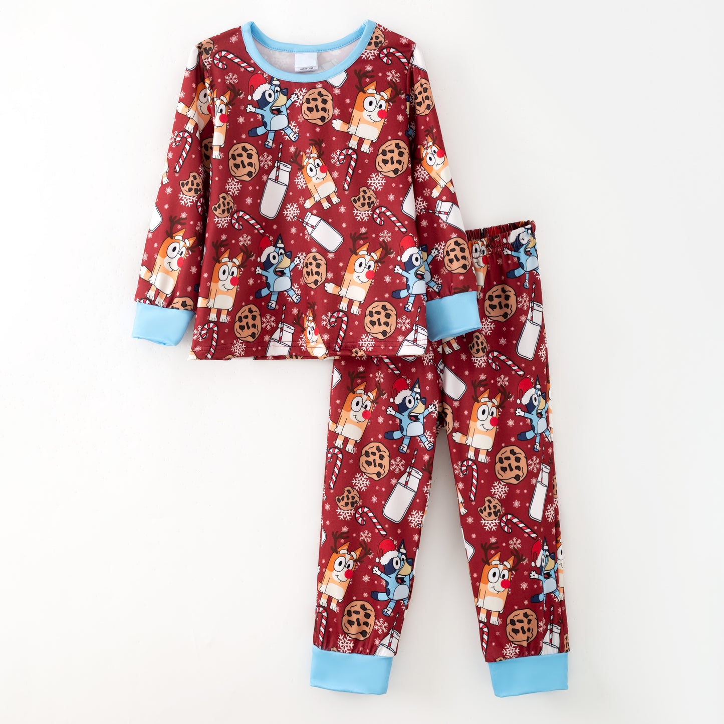 Kids Fall Christmas Bluey Cartoon Dress Pajamas Set