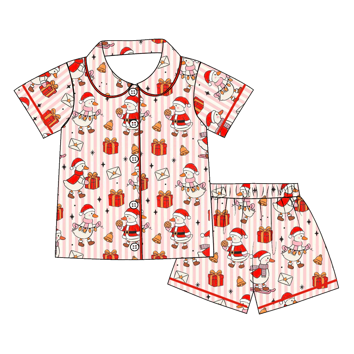 Christmas Silly Goose Print – Custom Name Embroidery Sibling Outfits