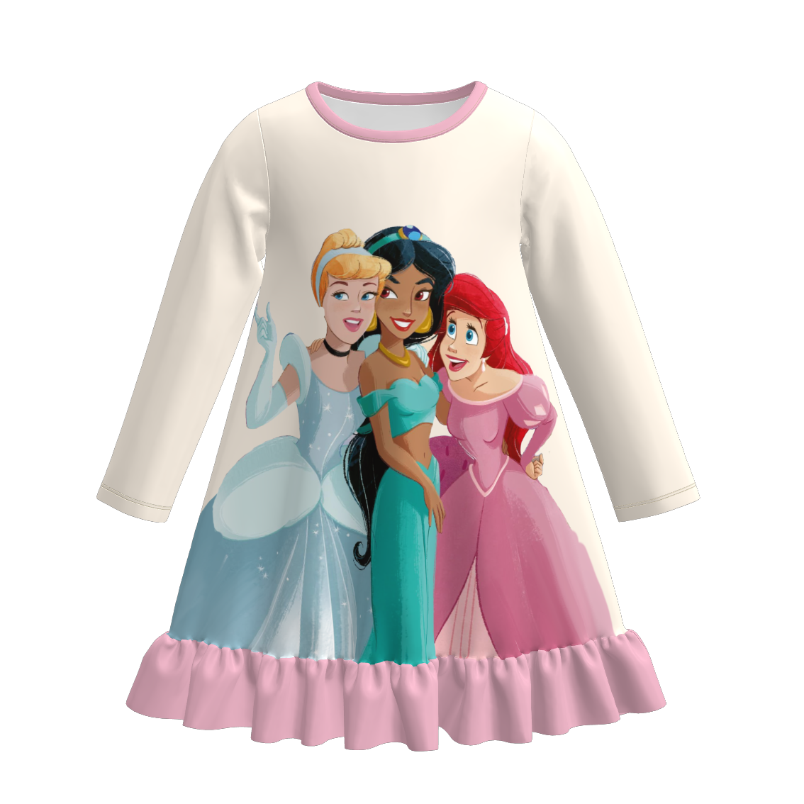 Girls Cartoon Princess Fall Winter Pajamas Dress