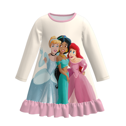 Girls Cartoon Princess Fall Winter Pajamas Dress