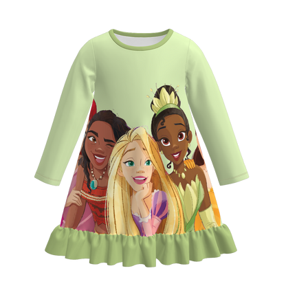 Girls Cartoon Princess Fall Winter Pajamas Dress