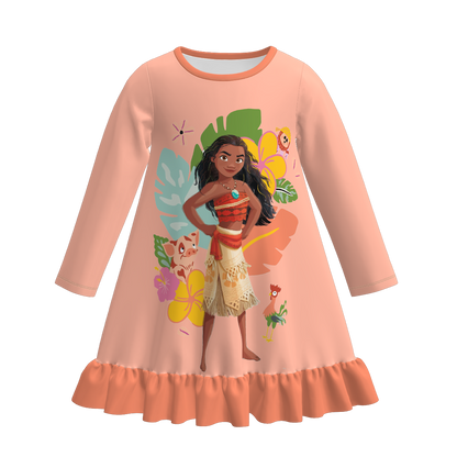 Girls Cartoon Princess Fall Winter Pajamas Dress
