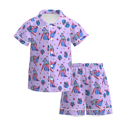 Girls Soft Kpop Demon Hunter Print Pajamas Short Set