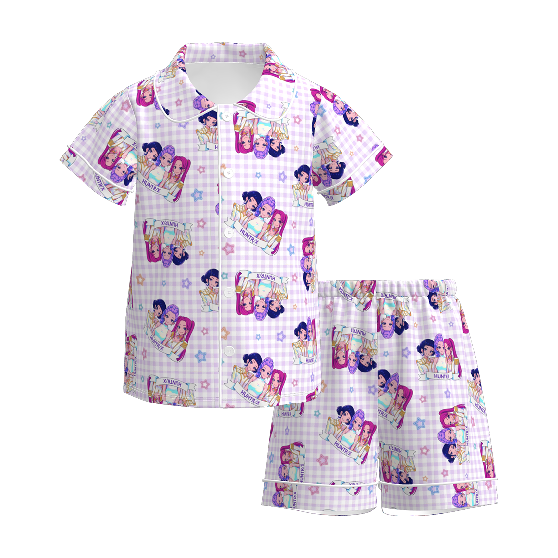 Girls Soft Kpop Demon Hunter Print Pajamas Short Set