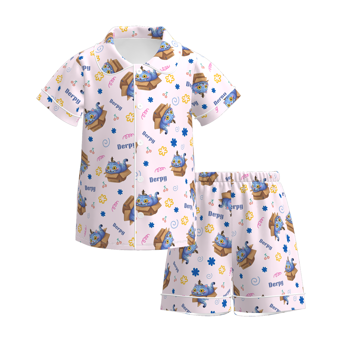 Girls Soft Kpop Demon Hunter Print Pajamas Short Set